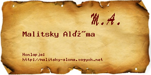 Malitsky Alóma névjegykártya